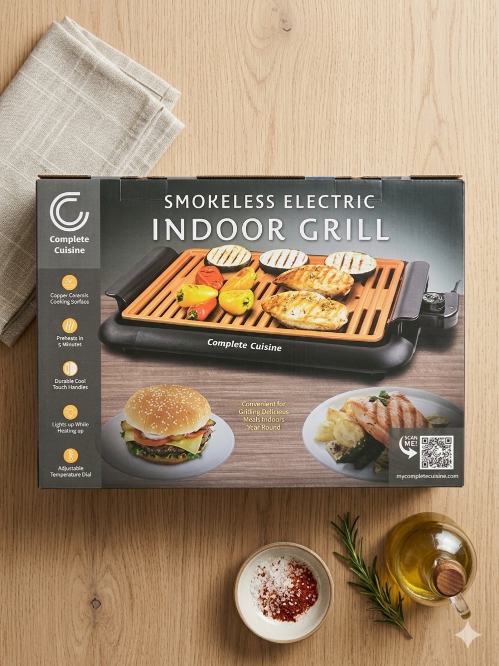 Copper Ceramic Smokeless Electric Indoor Grill - Black and Copper